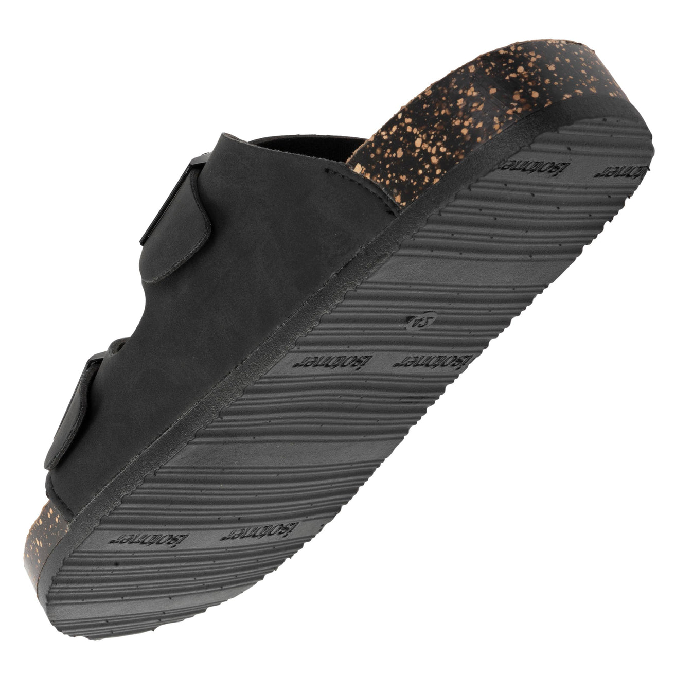 Mules sandalias Hombre Doble Correa cuero Negro
