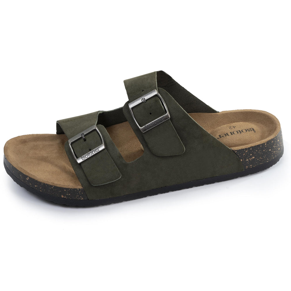 Mules sandalias Hombre Doble Correa Caqui - Isotoner