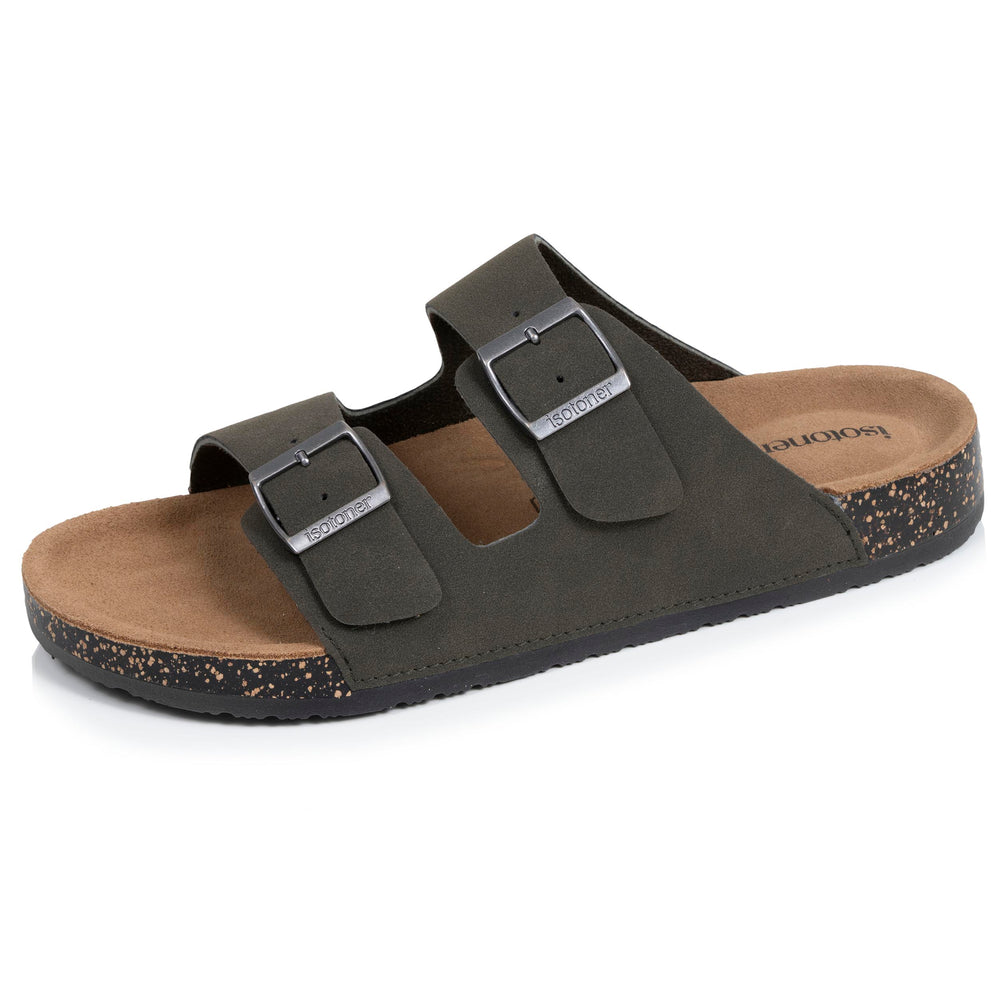Mules sandalias Hombre doble correa Caqui - Isotoner
