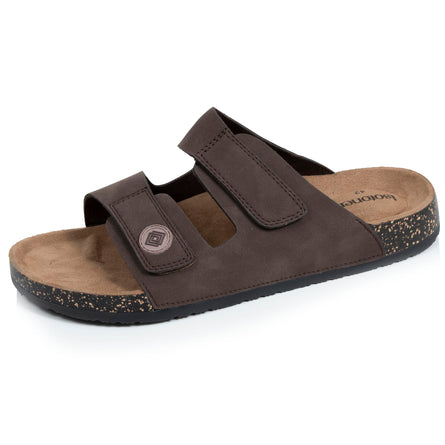Mules sandalias Hombre Doble Correa Velcros Chocolate - Isotoner