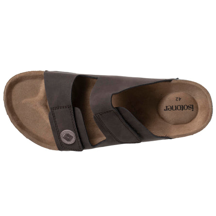 Mules sandalias Hombre Doble Correa Velcros Chocolate - Isotoner