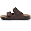 Mules sandalias Hombre Doble Correa Velcros Chocolate
