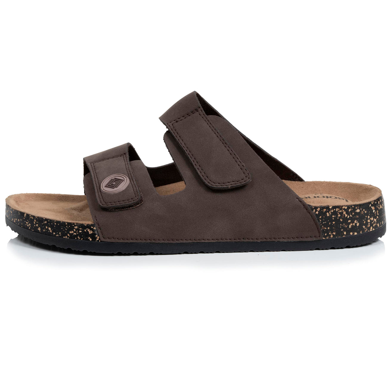 Mules sandalias Hombre Doble Correa Velcros Chocolate