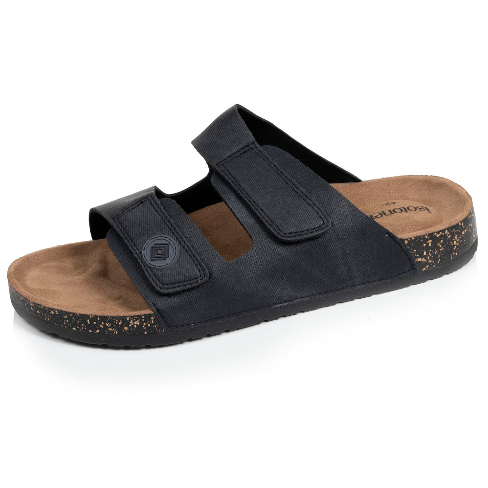 Mules sandalias Hombre Doble Correa Velcros Negro - Isotoner