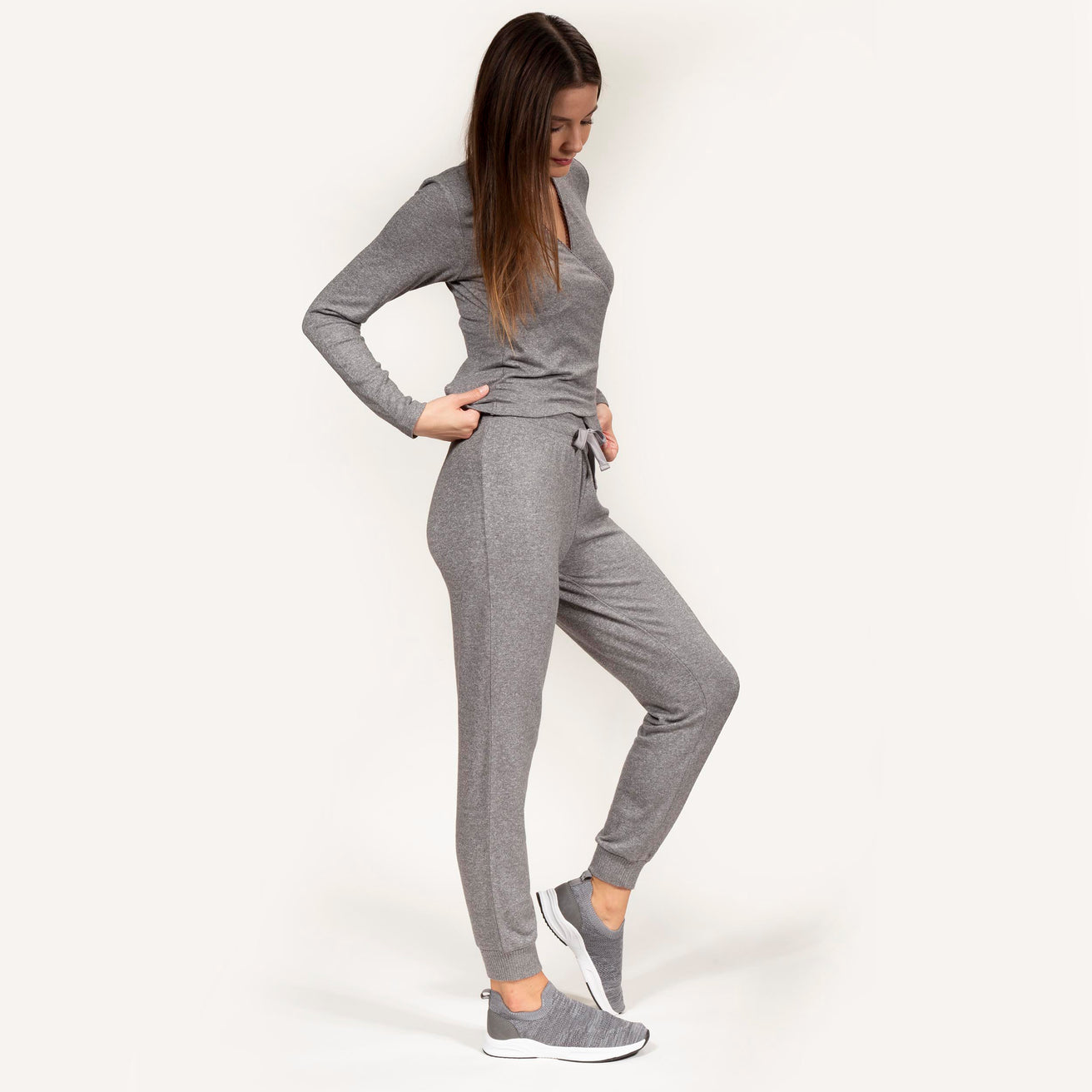 Pantalón jogger Mujer Gris jaspeado