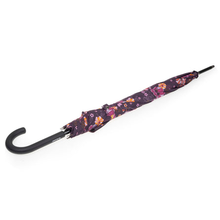 Paraguas de Caña Automático Flores Berenjena - Isotoner