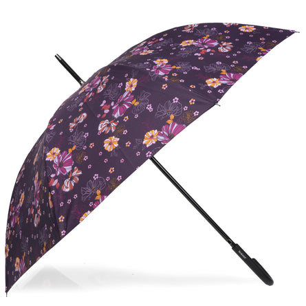 Paraguas de Caña Automático Flores Berenjena - Isotoner