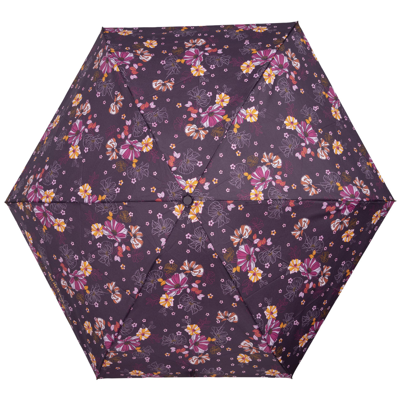 Paraguas Mini Automático Flores Berenjena