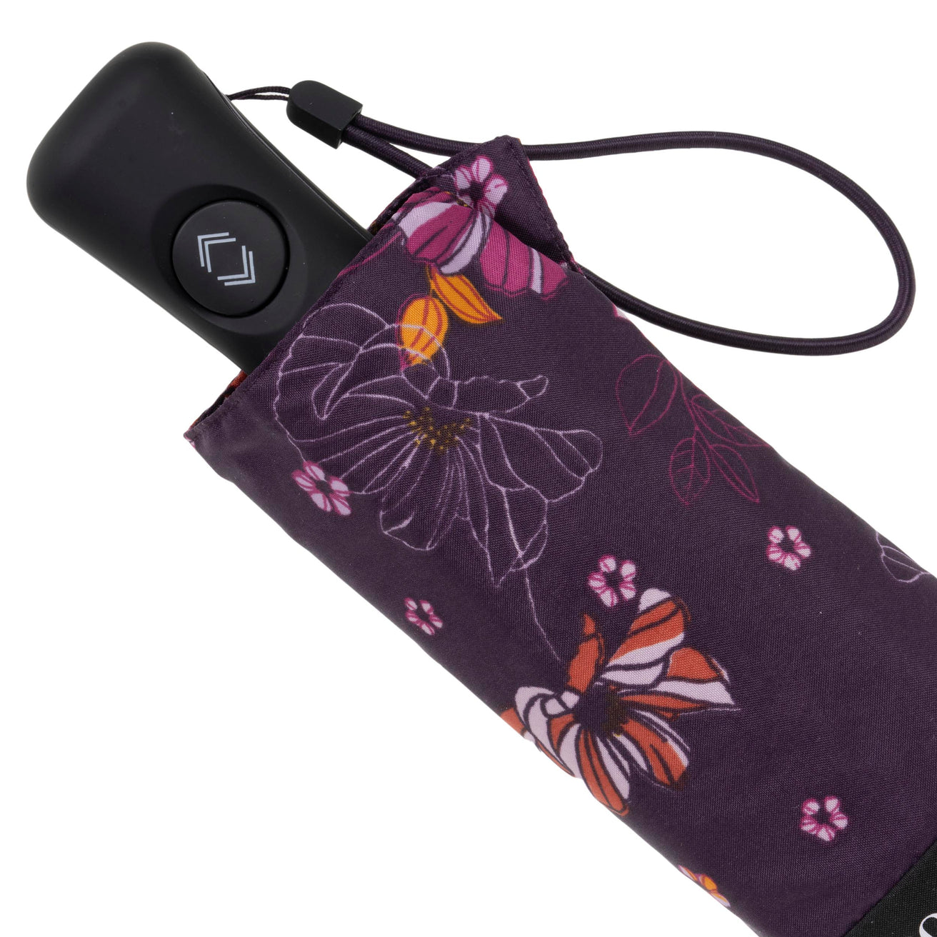 Paraguas Mini Automático Flores Berenjena