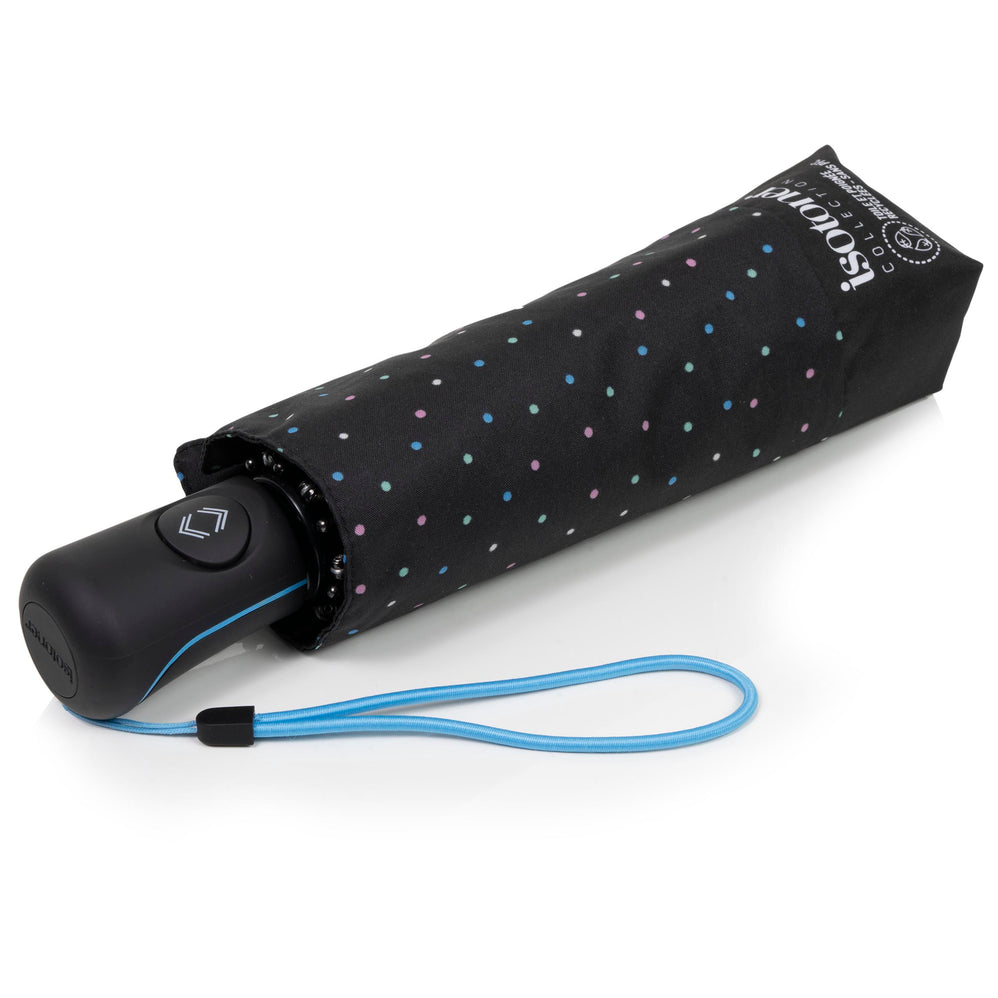 Paraguas Mini Automático Lunares Negro - Isotoner