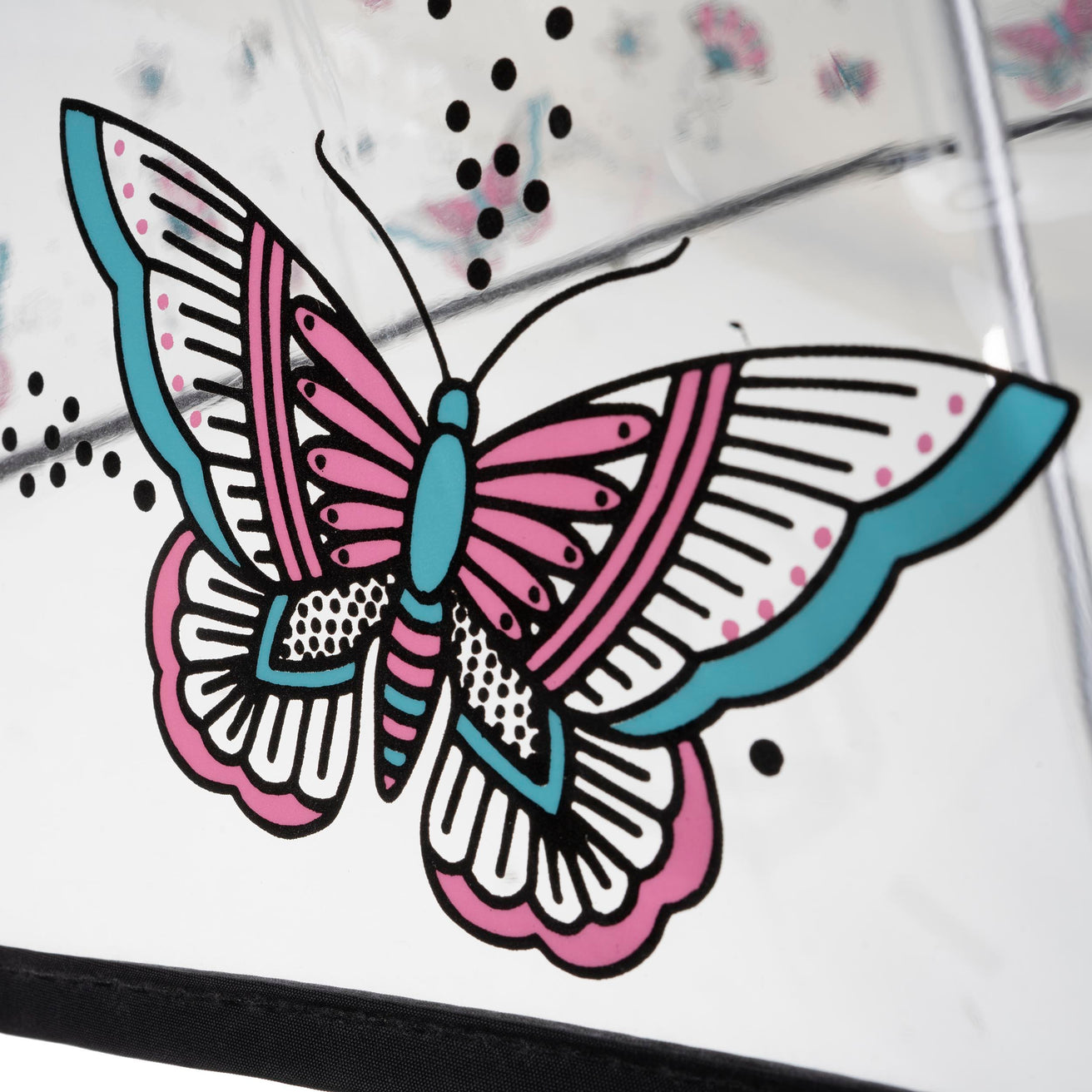 Paraguas Transparente PVC/Mariposa rosa