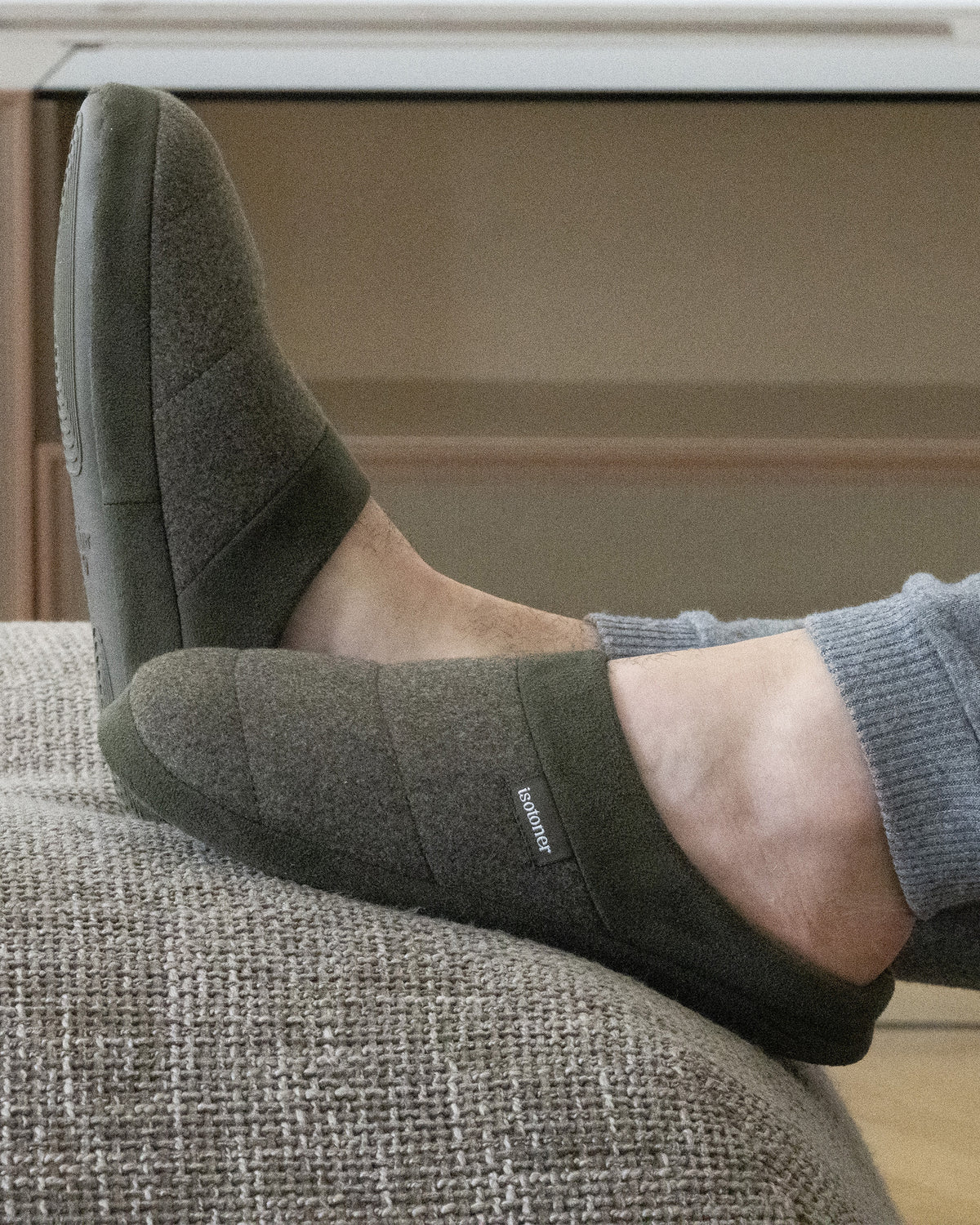Zapatillas de casa Chinelas Hombre polar Caqui jaspeado