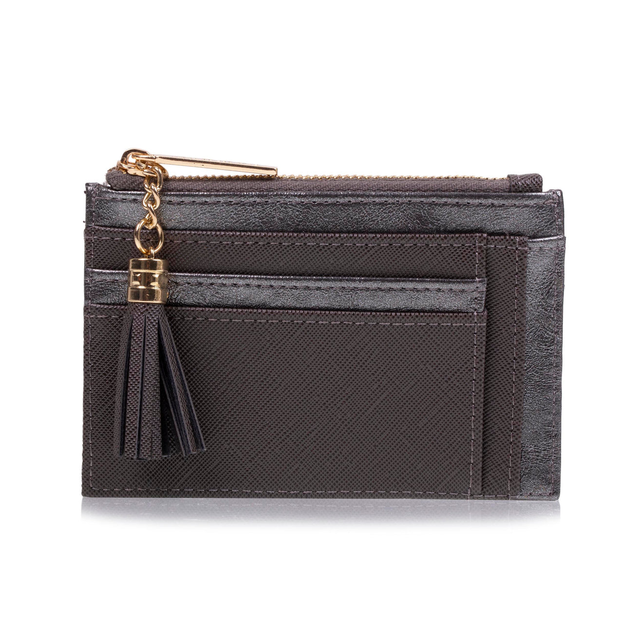 Portatarjetas Mujer cremallera Gris