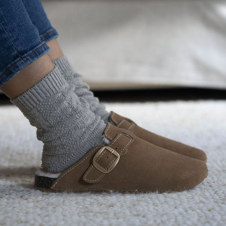 Zuecos Mujer Camel pespuntes blancos - Isotoner
