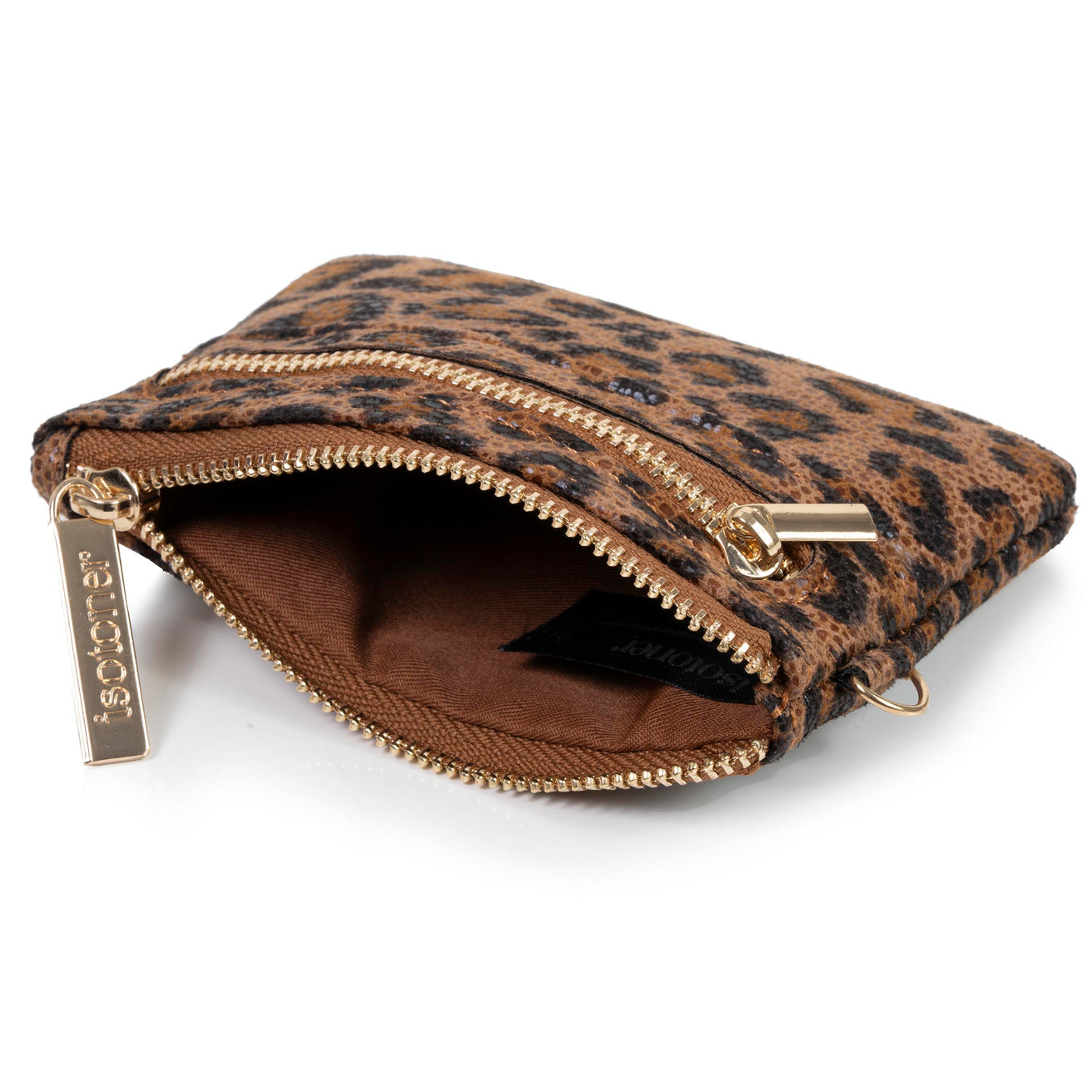 Cartera de leopardo con cremallera Mujer