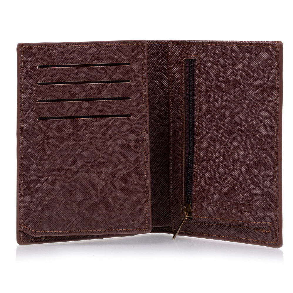 Cartera 3 compartimentos Hombre Marrón - Isotoner