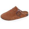 Zuecos forrados en cuero Mujer Negro camel Isotoner