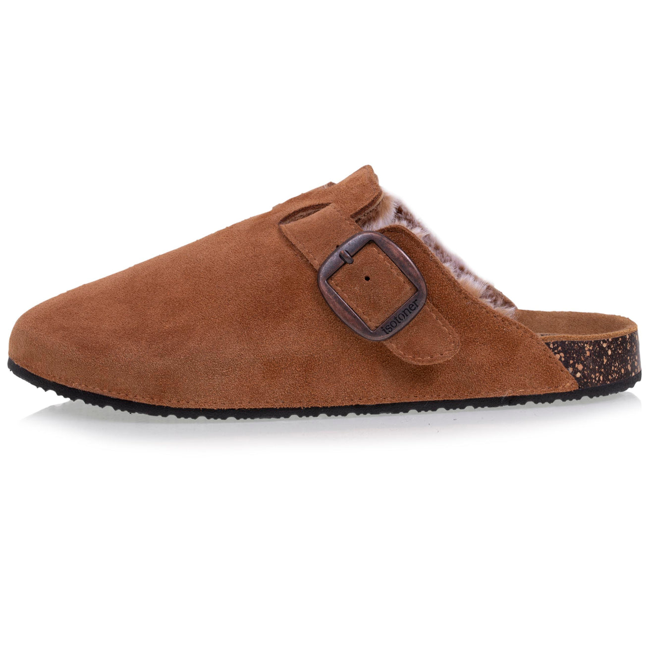 Zuecos forrados en cuero Mujer Camel