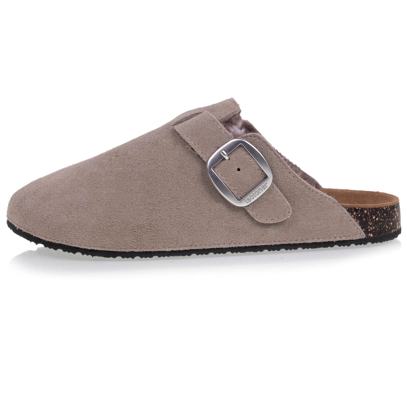 Zuecos forrados en cuero Mujer Gris