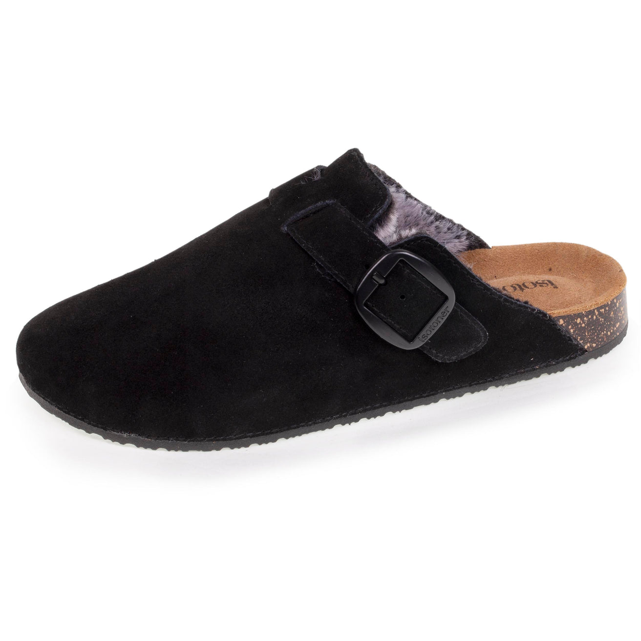 Zuecos forrados en cuero Mujer Negro