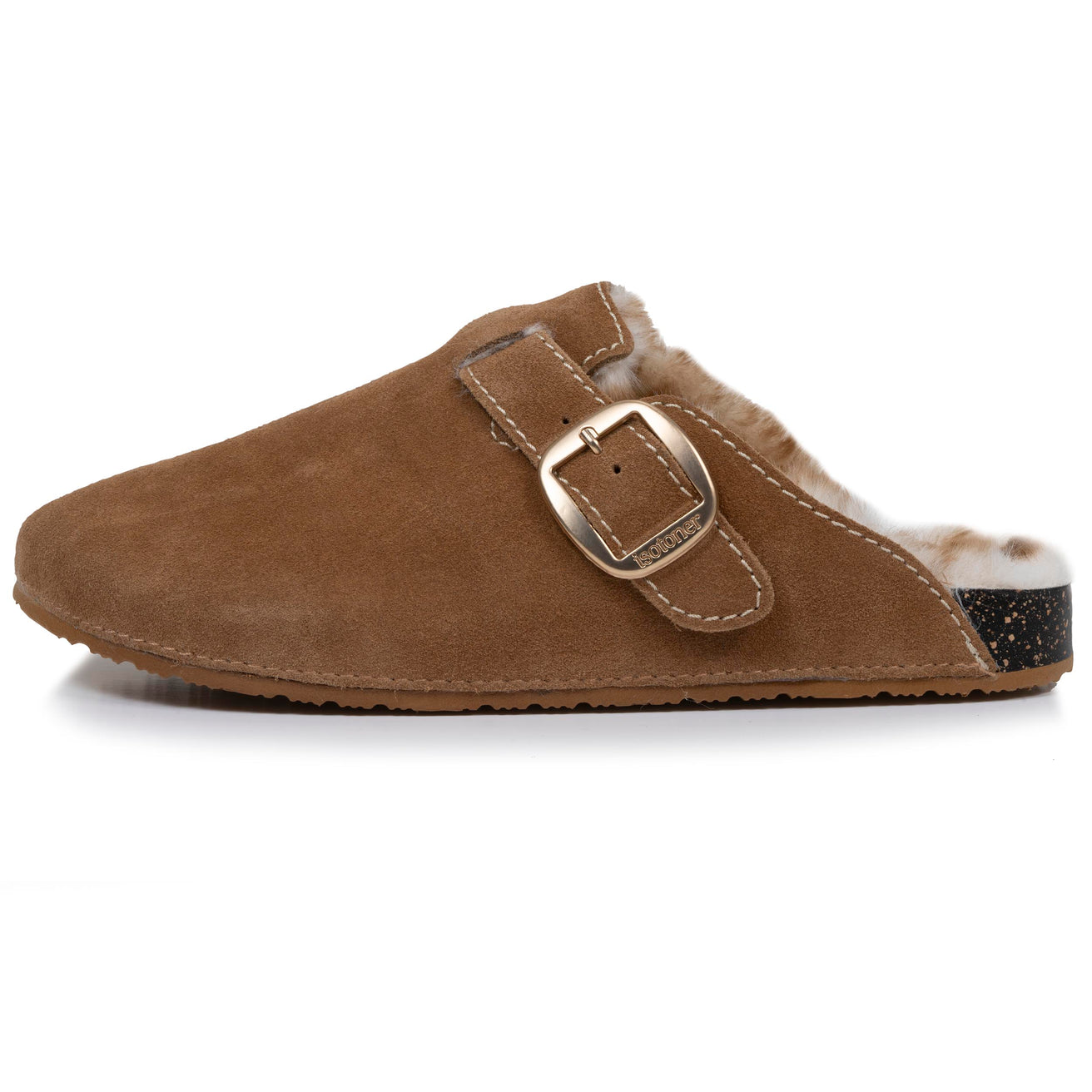 Zuecos Mujer Camel pespuntes blancos