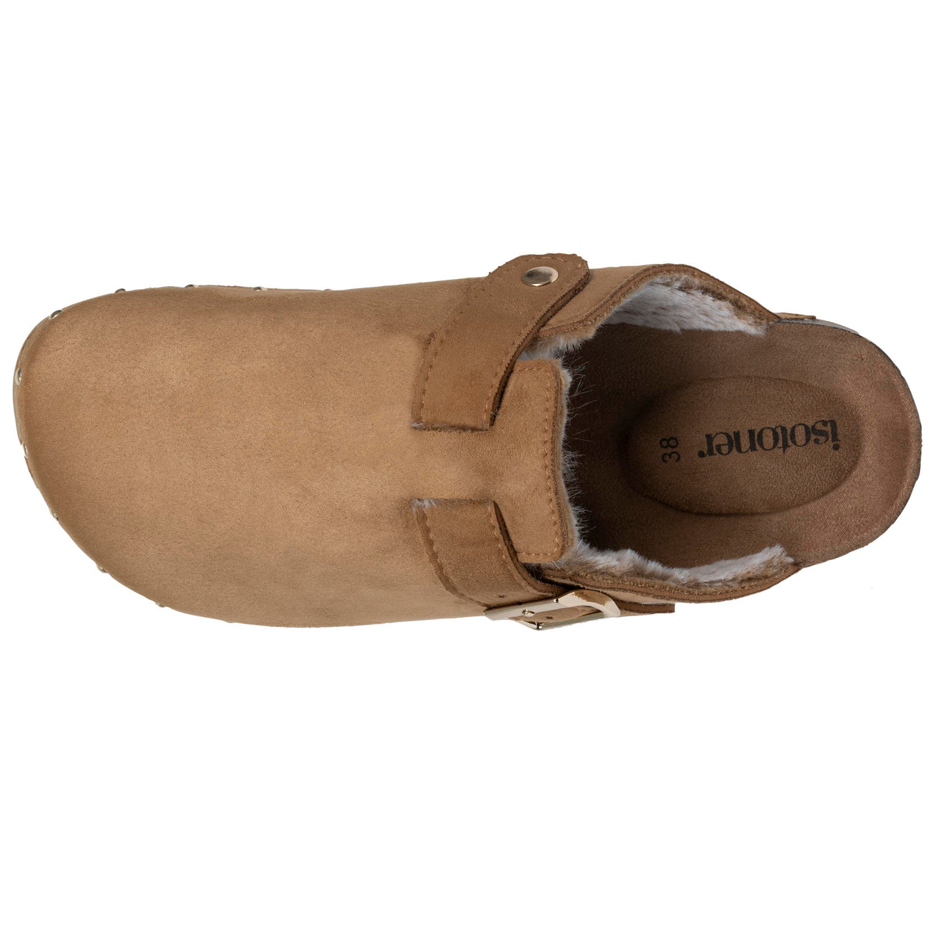 Zuecos Mujer forro Camel tachuelas