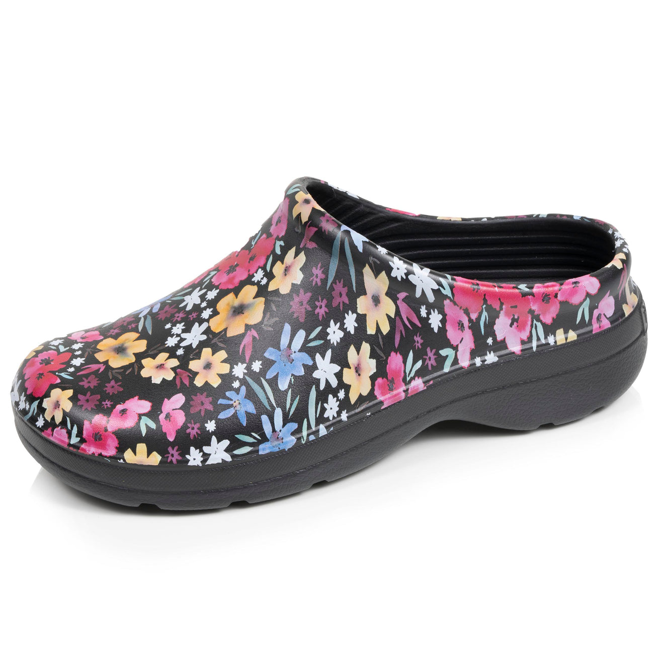 Zuecos de jardín para Mujer con estampado floral Negro