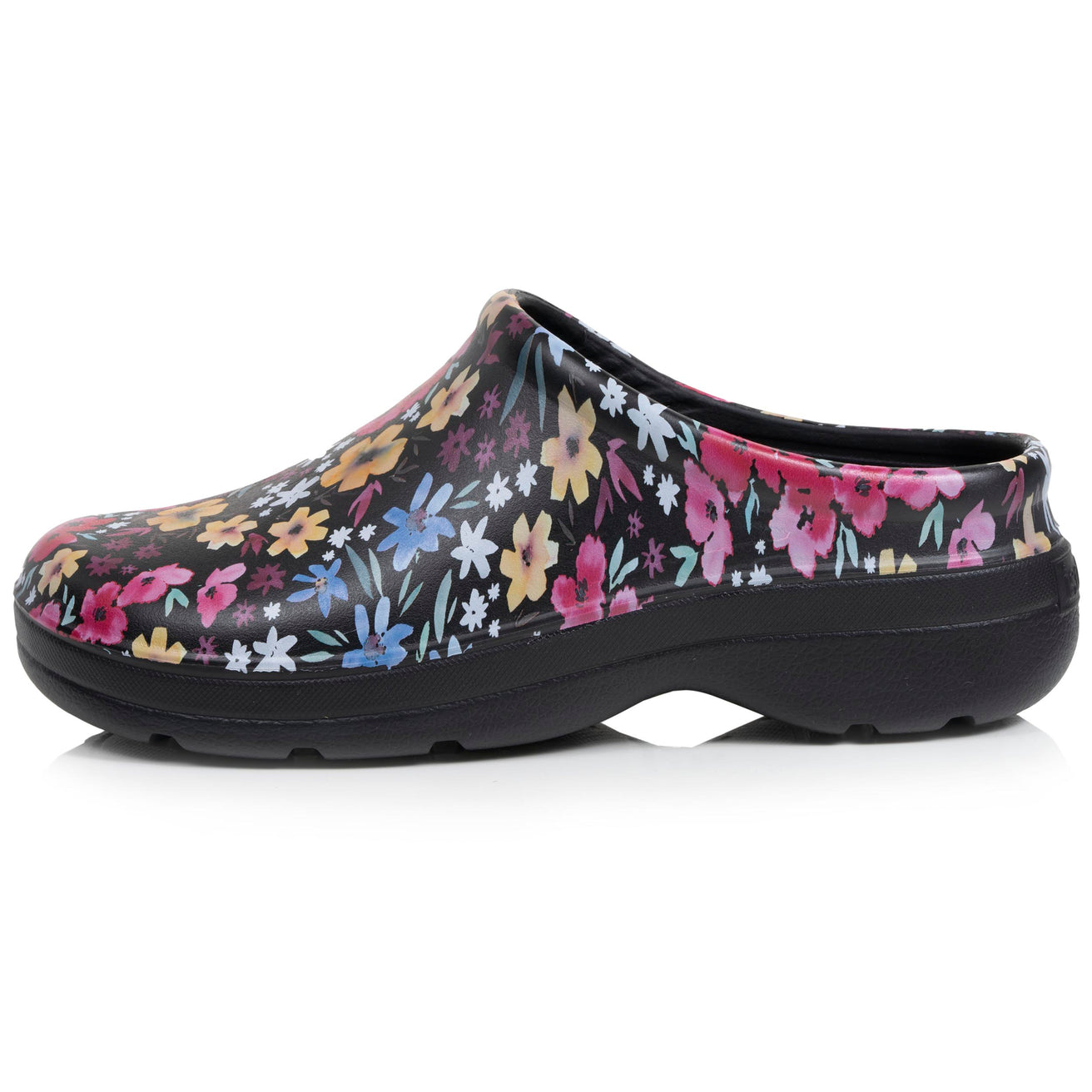 Zuecos de jardín para Mujer con estampado floral Negro