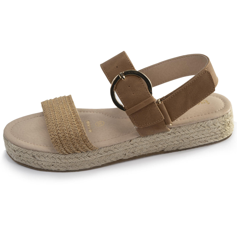 Sandalias Mujer Trenzadas Camel - Isotoner