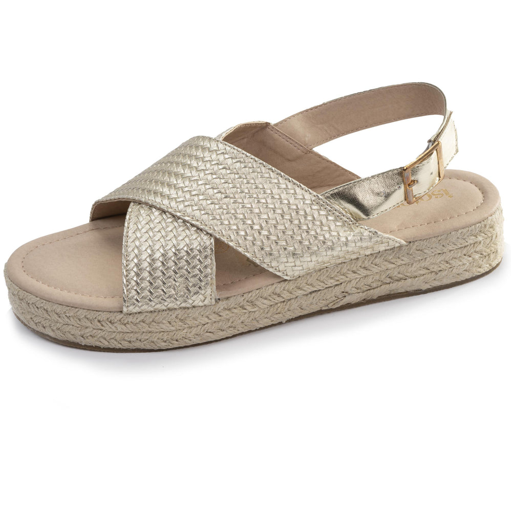 Sandalias Mujer correas cruzadas Dorado - Isotoner