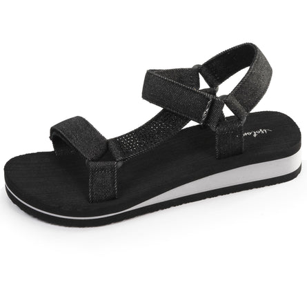 Sandalias Mujer sport tacón Negro - Isotoner