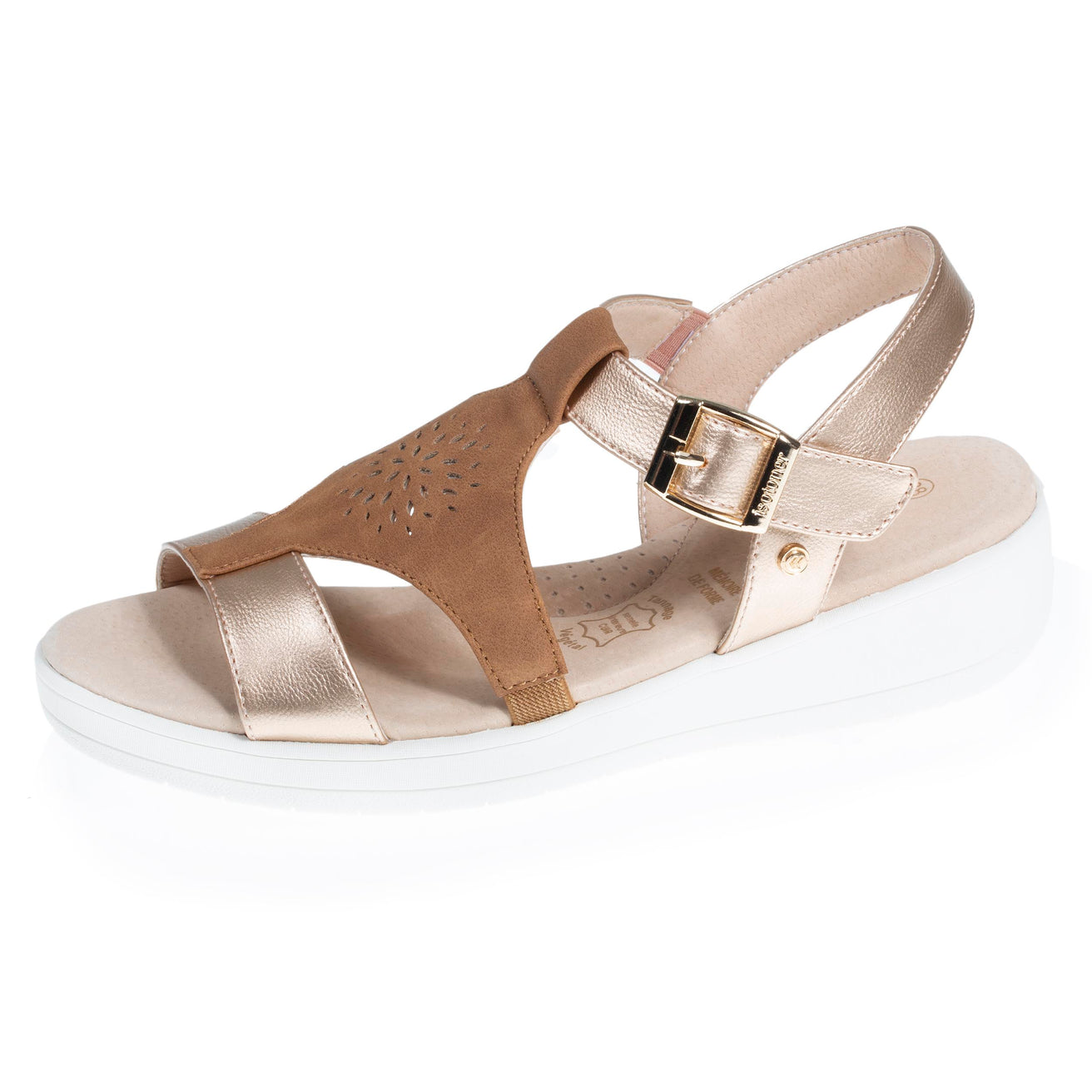 Sandalias Mujer CONFORT PLUS superior de rosetón Camel