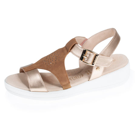 Sandalias Mujer CONFORT PLUS superior de rosetón Camel - Isotoner