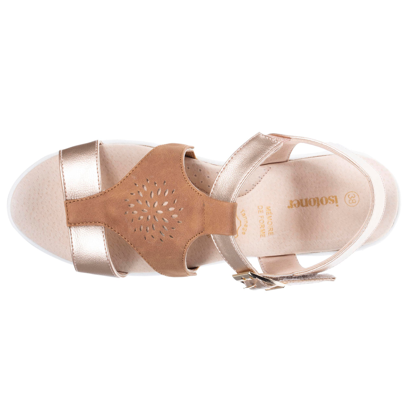 Sandalias Mujer CONFORT PLUS superior de rosetón Camel