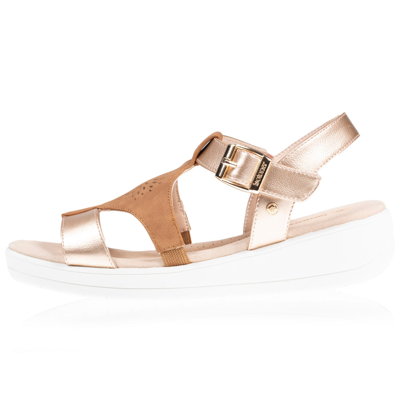 Sandalias Mujer CONFORT PLUS superior de rosetón Camel