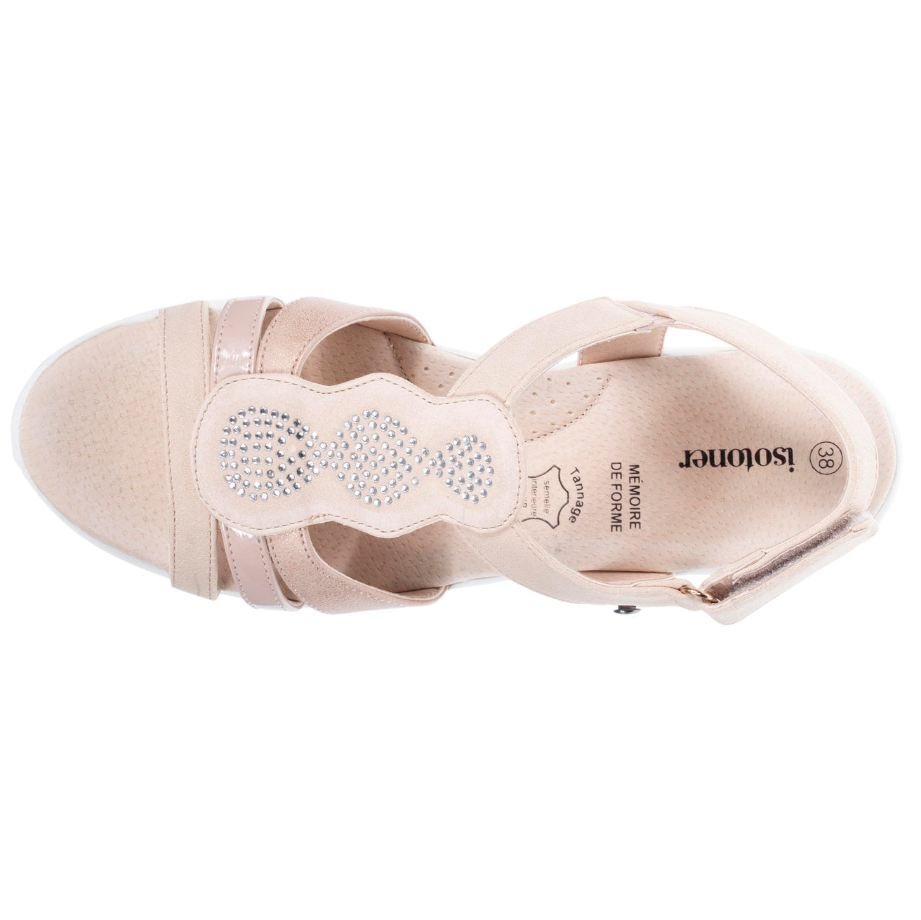 Sandalias Mujer CONFORT PLUS superior de pedrería Camel