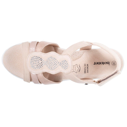 Sandalias Mujer CONFORT PLUS superior de pedrería Camel - Isotoner