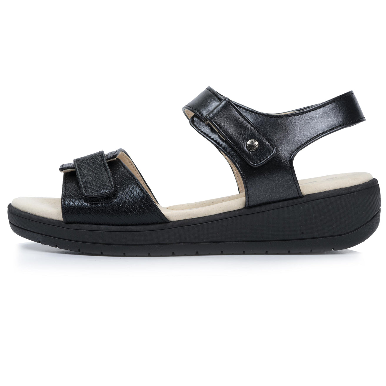 Sandalias Mujer CONFORT PLUS Rosa textiles Negro