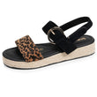 Sandalias Mujer Trenzadas Negro/Leopardo