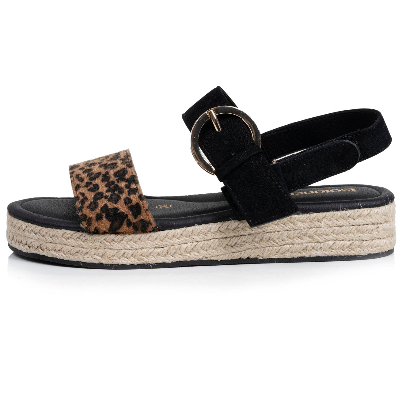 Sandalias Mujer Trenzadas Negro/Leopardo