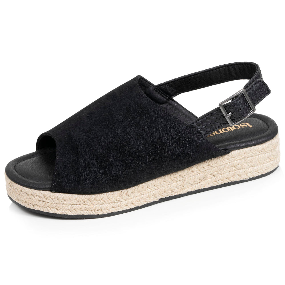 Sandalias Mujer suela plataforma cuerda Negro - Isotoner