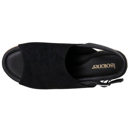 Sandalias Mujer suela plataforma cuerda Negro - Isotoner