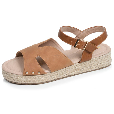 Sandalias Mujer suela plataforma cuerda Camel - Isotoner