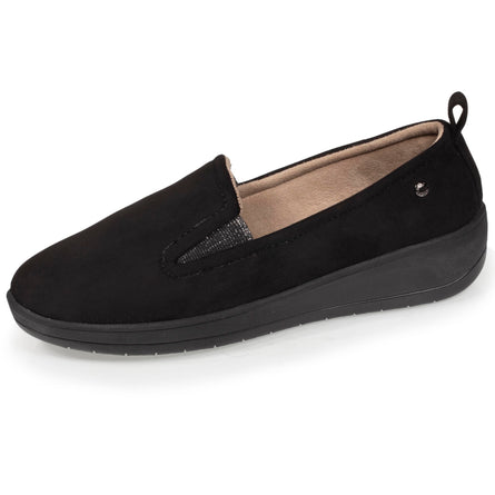 Zapatillas de casa mocasines con tacón Mujer Negro - Isotoner