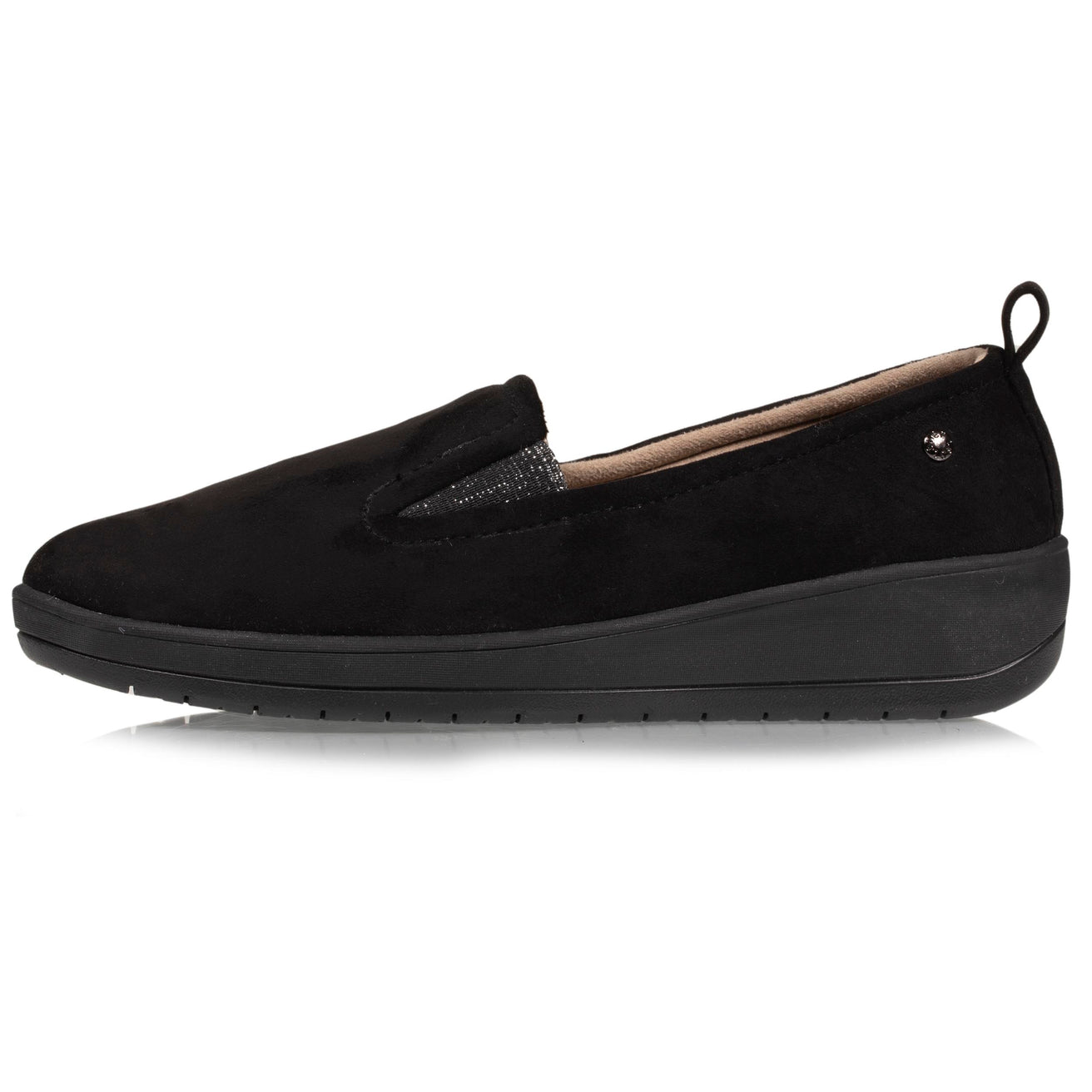 Zapatillas de casa mocasines con tacón Mujer Negro