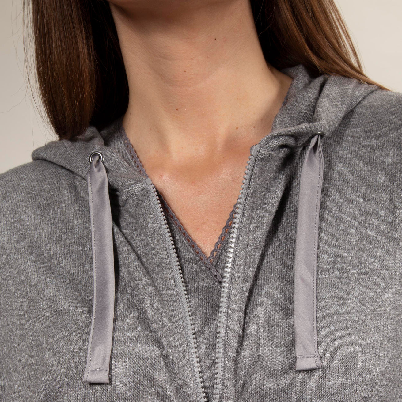 Sudadera con capucha Mujer Gris jaspeado