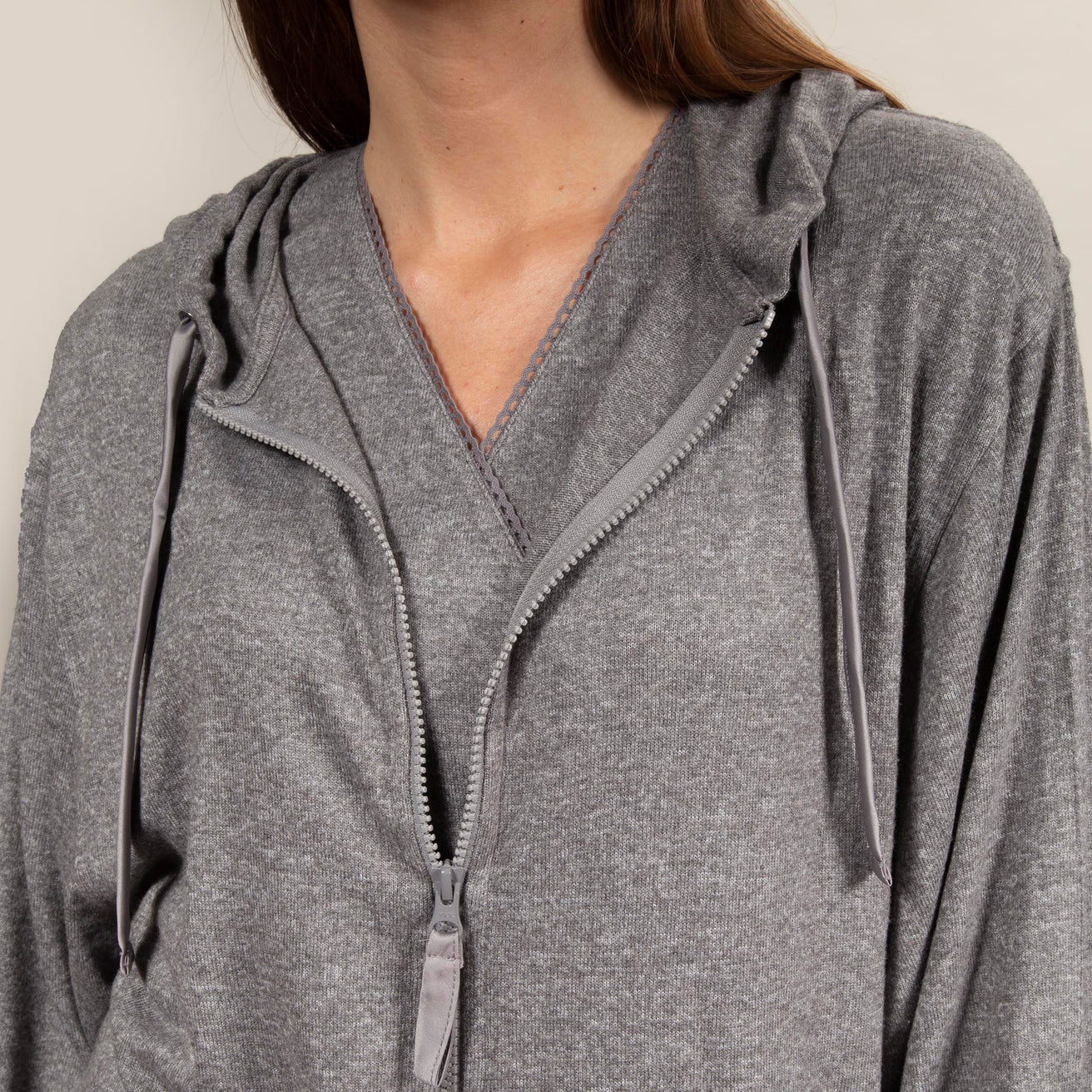 Sudadera con capucha Mujer Gris jaspeado