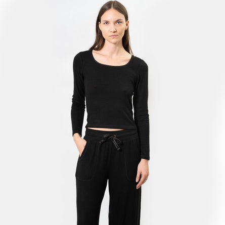 Camiseta de cuello cuadrado Mujer Negro - Isotoner