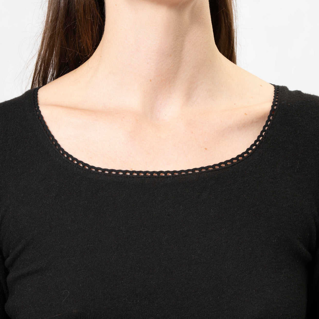 Camiseta de cuello cuadrado Mujer Negro