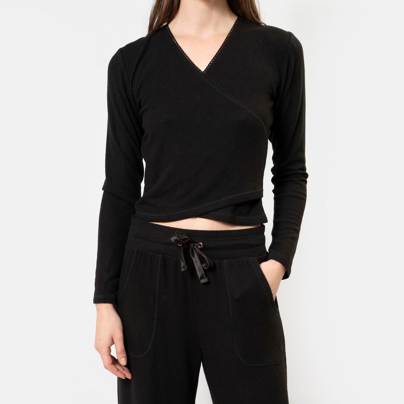 Camiseta cruzada Mujer Negro